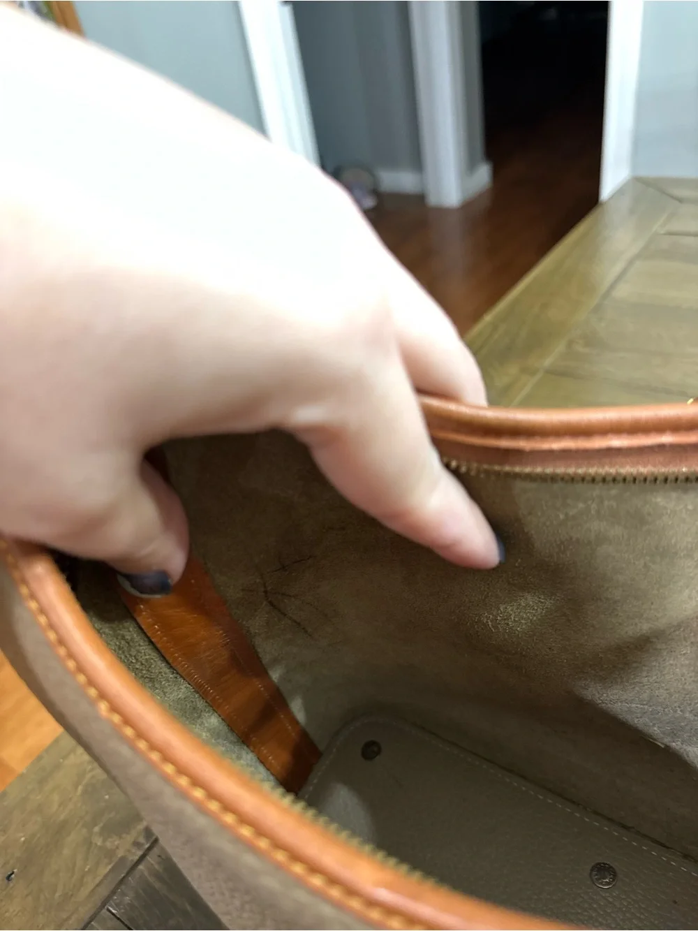 Dooney & Bourke Vintage Taupe Pebbled Leather Hobo Bag